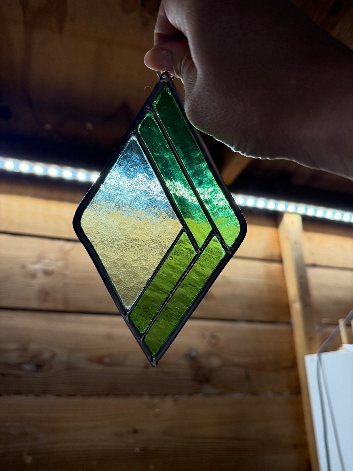 Glas in lood ruit, Groen, 17 cm, Nieuw, Ophalen of Verzenden