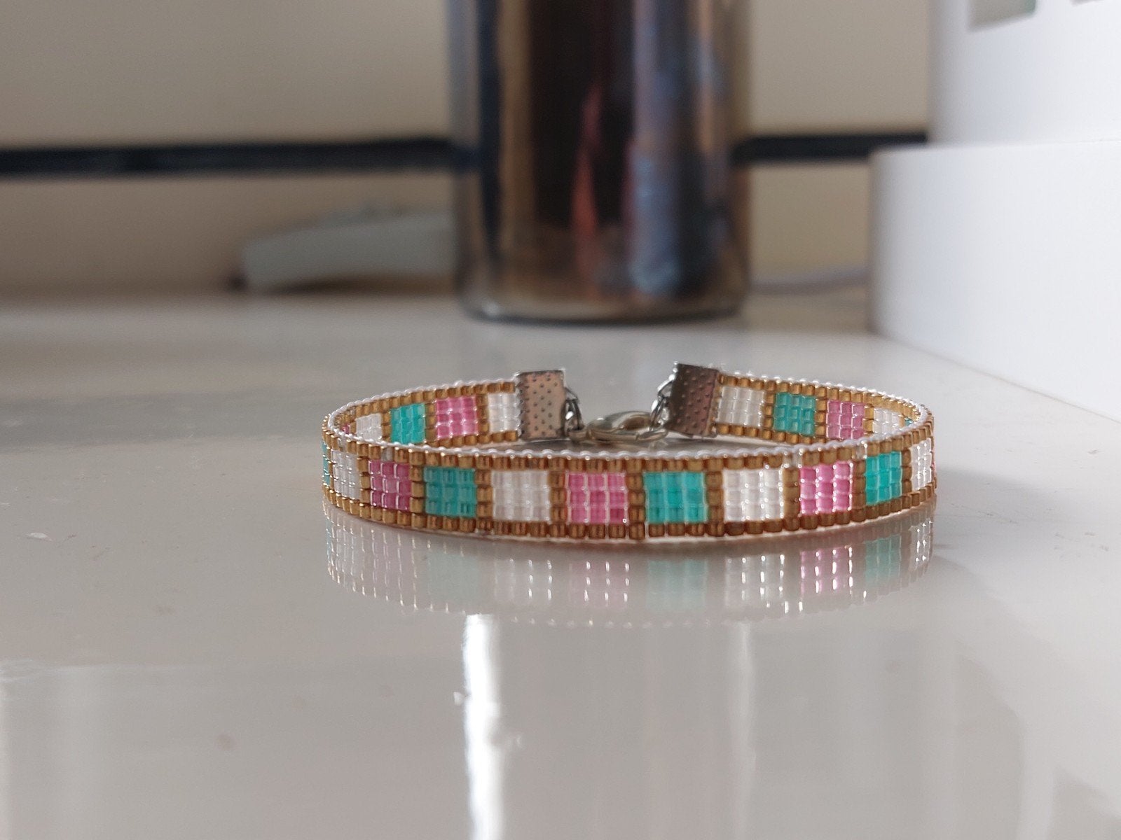 Miyuki delica geweven kralen armband square, Overige materialen, Overige kleuren, Verzenden, Nieuw