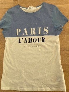 Wit-blauw T-shirt van H&M mt. 152, Kinderen en Baby's, Kinderkleding | Maat 152, Meisje, H&M, Ophalen of Verzenden, Zo goed als nieuw