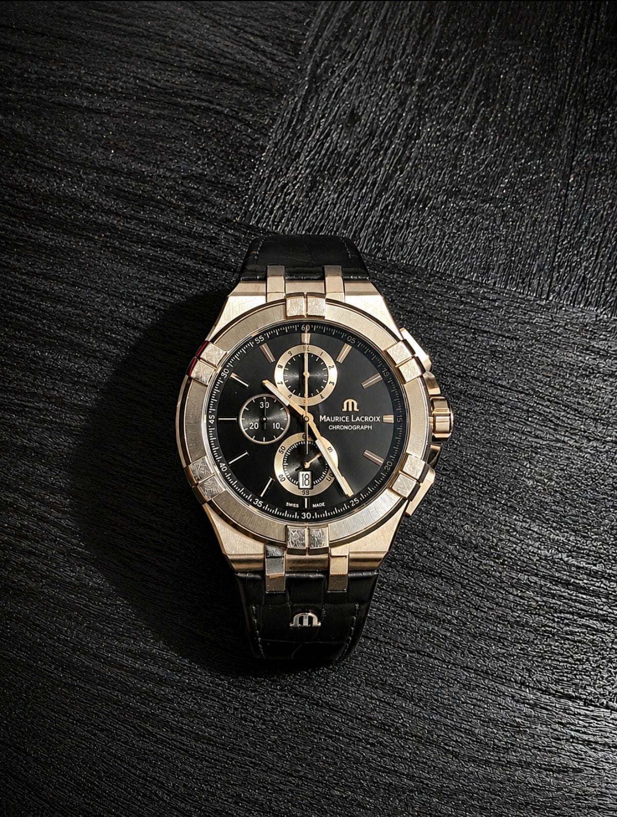 Maurice Lacroix Aikon Chronograph 44 mm, Ophalen, Zo goed als nieuw, Leer, Overige merken