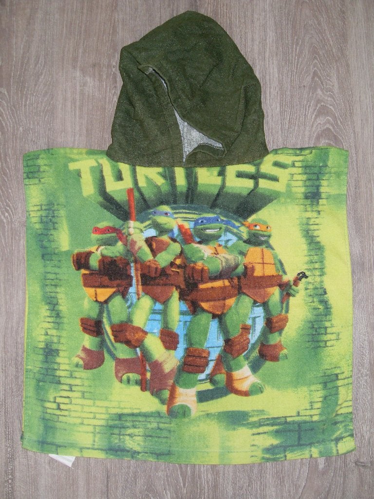 Turtles badponcho / kinder handdoek poncho / groen, Turtles, Jongen of Meisje, One size, Ophalen of Verzenden