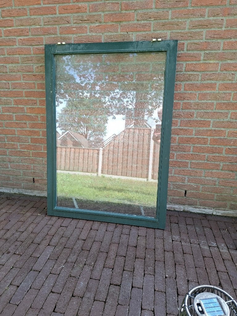 Hardhouten raam, Doe-het-zelf en Verbouw, Glas en Ramen, Ophalen, Gevelraam of Ruit, Gebruikt, 80 tot 120 cm