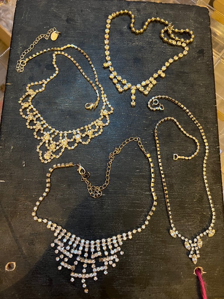 Vintage strass rhinestones Costume jewelry kettingen collier, Ophalen of Verzenden, Overige materialen, Ketting