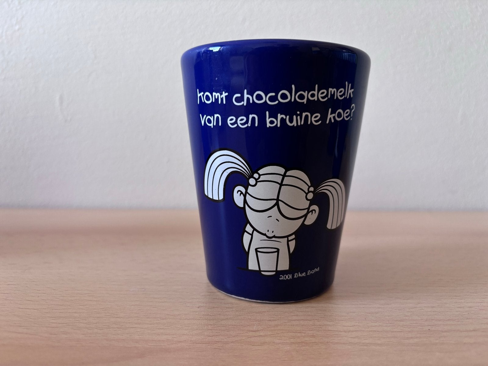 Blue Band Melkbekers Collectie 2001 - Set van 4, Huis en Inrichting, Keuken | Servies, Overige merken, Keramiek, Vintage, Zo goed als nieuw