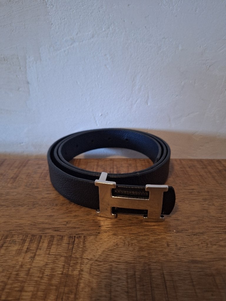 Hermès damesriem zwart met zilveren gesp, 100 cm of meer, Zwart, Tailleriem, Ophalen of Verzenden