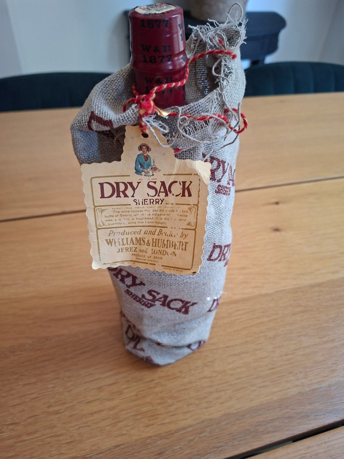 Vintage Dry Sack Sherry - Williams & Humbert, Verzamelen, Ophalen of Verzenden, Rode wijn