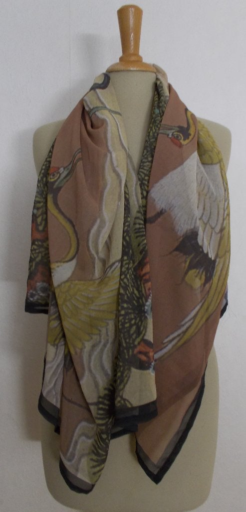 Aparte vogel print sjaal van Zuss, Kleding | Dames, Verzenden, Zo goed als nieuw, Maat 42/44 (L), Sjaal