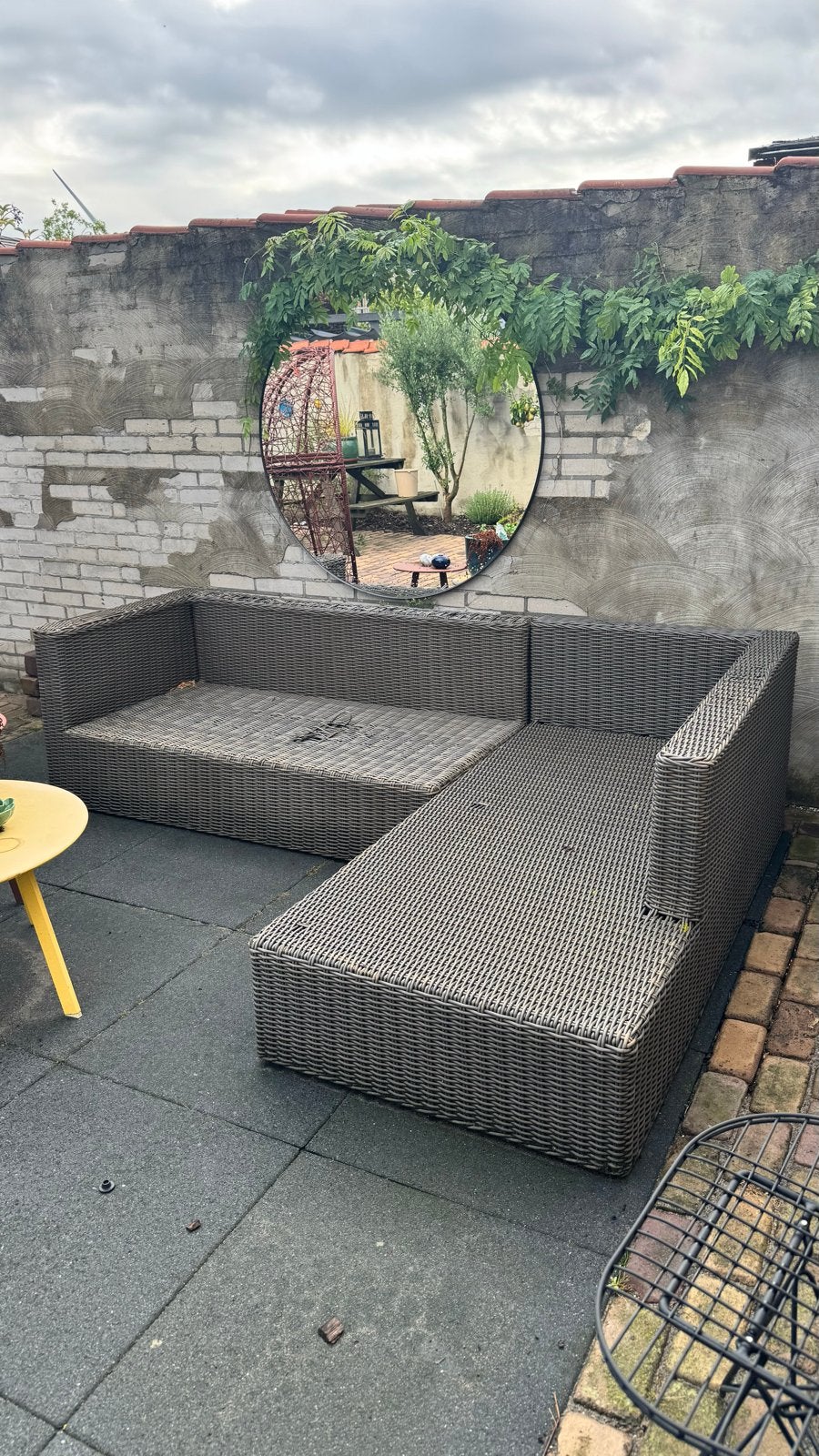 Wicker loungeset met goede kussens, Tuin en Terras, Ophalen, Gebruikt, 3 zitplaatsen, Loungeset