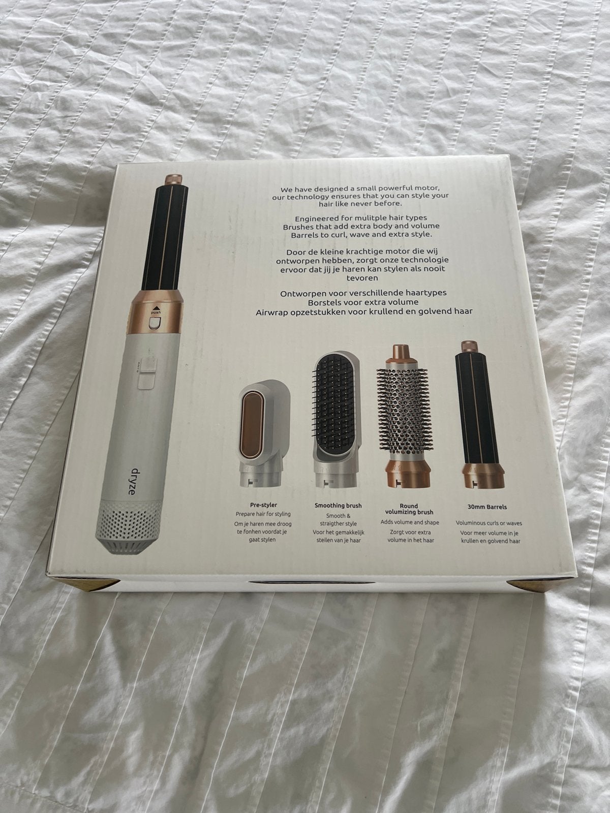 Dryze Airwrap Gold Edition - Föhn en Styler Set, Ophalen of Verzenden, Nieuw, Föhn of Haardroger