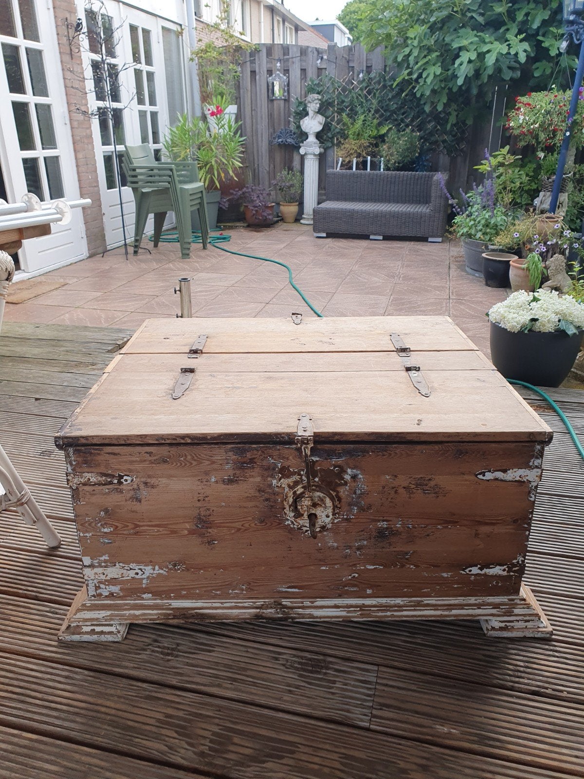 Stoere Houten Opbergkist / Salontafelkist / Speelgoedkist, Ophalen, Gebruikt, 50 tot 100 cm, 50 tot 100 cm