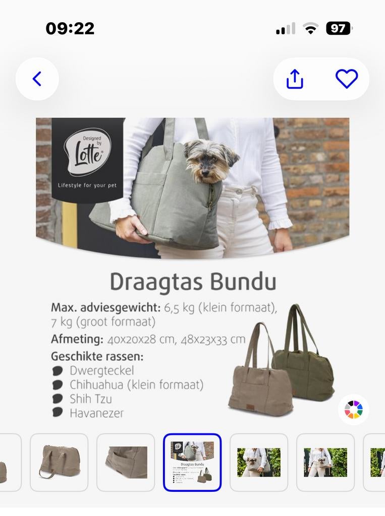 Draagtas Designed by Lotte  toy poedel, maltezer, teckel, Dieren en Toebehoren, Ophalen of Verzenden, Zo goed als nieuw