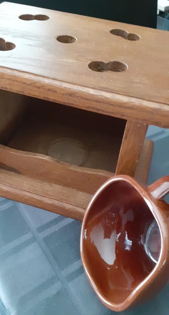 Eikenhout stoofje met kolen bakje, Huis en Inrichting, Ophalen of Verzenden