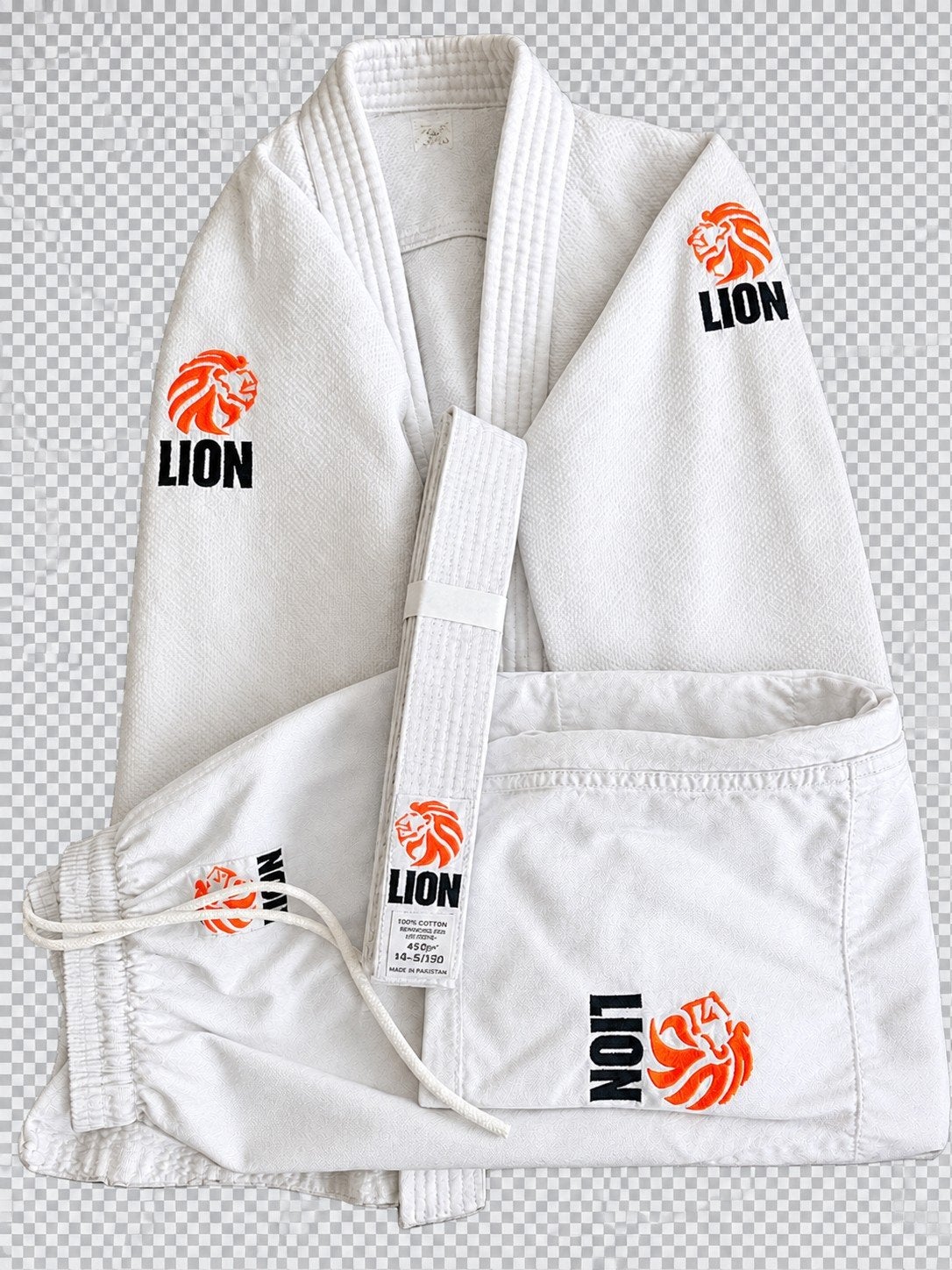 Lion judopak kids maat 150 inclusief nieuwe judoband 150, Ophalen of Verzenden, Zo goed als nieuw, Judo, Vechtsportpak