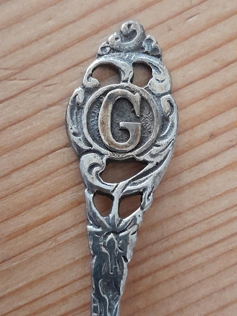 Verzilverd theelepel met letter G thee lepel, Antiek en Kunst, Antiek | Bestek, Ophalen of Verzenden