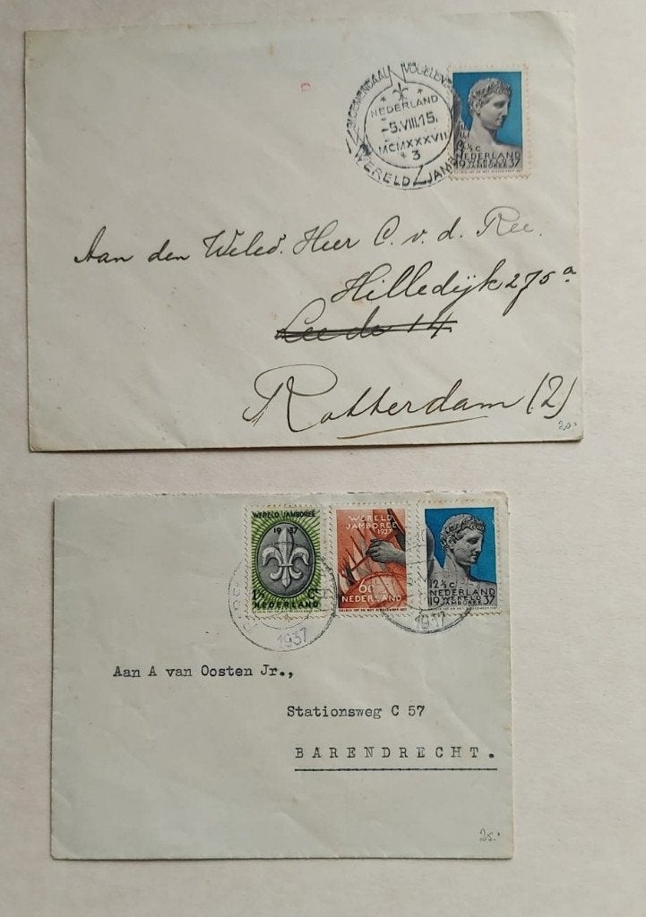 scouting Wereld Jamboree 1937 2 poststukken met stempels, Ophalen of Verzenden, Gebruikt, Overige typen