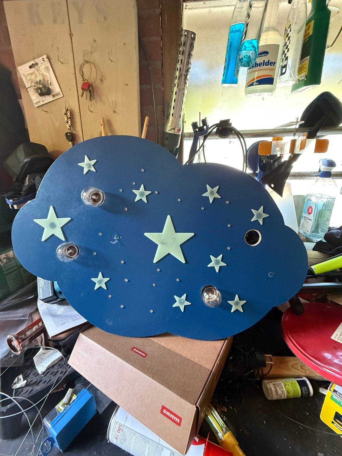 Leuke kinderkamerlamp: sterrenhemel met planeten en sterren, Ophalen, Gebruikt, Overige merken, Lamp