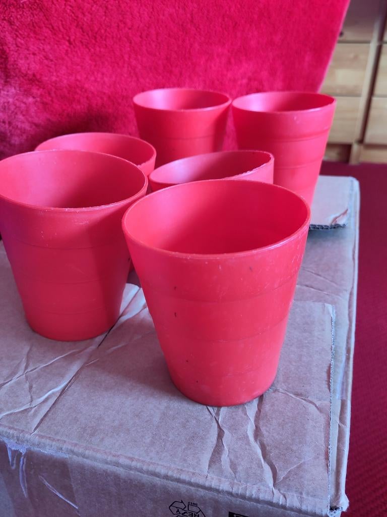 IKEA plastic bekers rood, 6 stuks, Ophalen of Verzenden