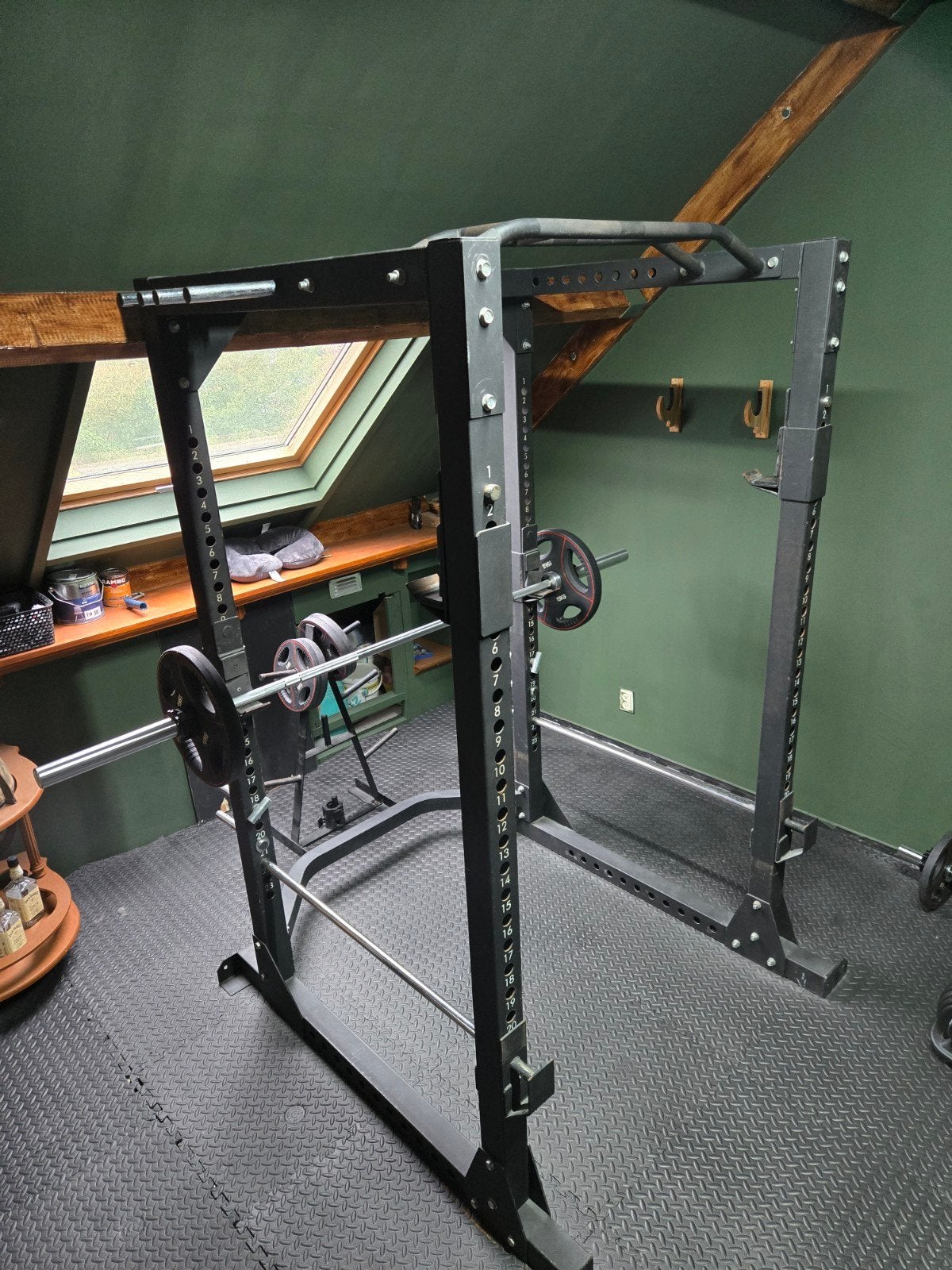 Squat rack homegym met barbell en standaard, Ophalen, Gebruikt, Benen, 3225CD