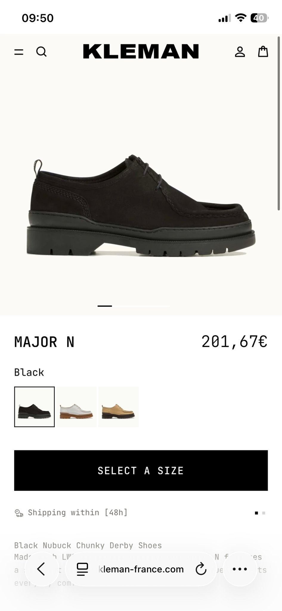 Ongedragen Kleman Nubuck Derby Schoenen - Suede - maat 44, Zwart, Nieuw, Ophalen of Verzenden, Veterschoenen