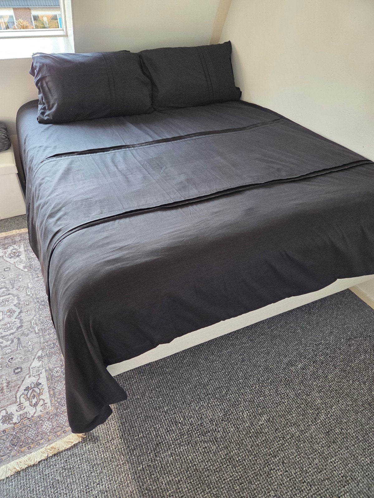 IKEA boxspring met VALEVÅG matras 140x200 cm - Zo goed als n, Ophalen, Tweepersoons, 140 cm, Zo goed als nieuw