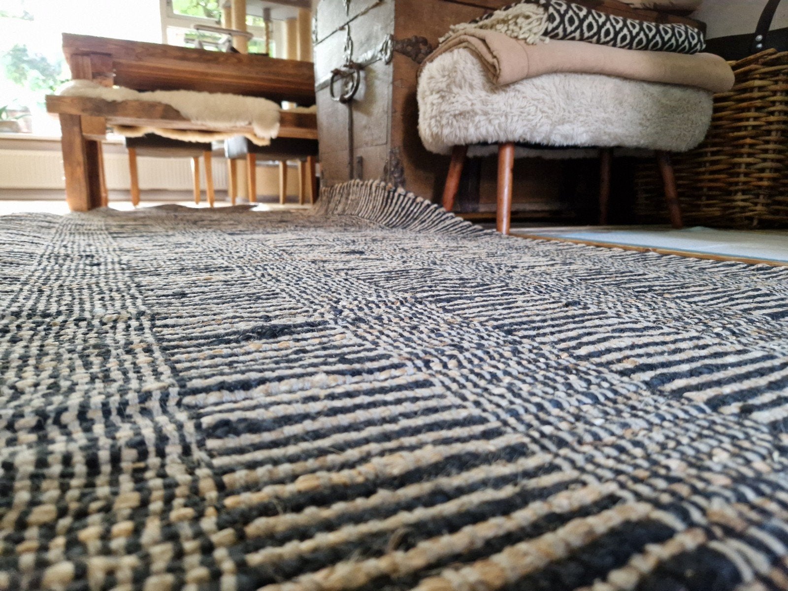 VT Wonen vloerkleed jute 2  stuks, Ophalen, Zo goed als nieuw, Tapijt