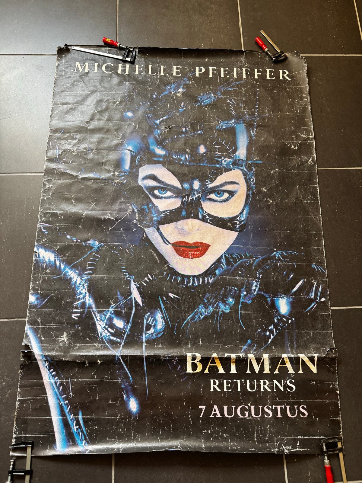 Vintage Batman Returns Catwoman poster (Michelle Pfeiffer), Ophalen, Deurposter of groter, Film en Tv, Rechthoekig Staand