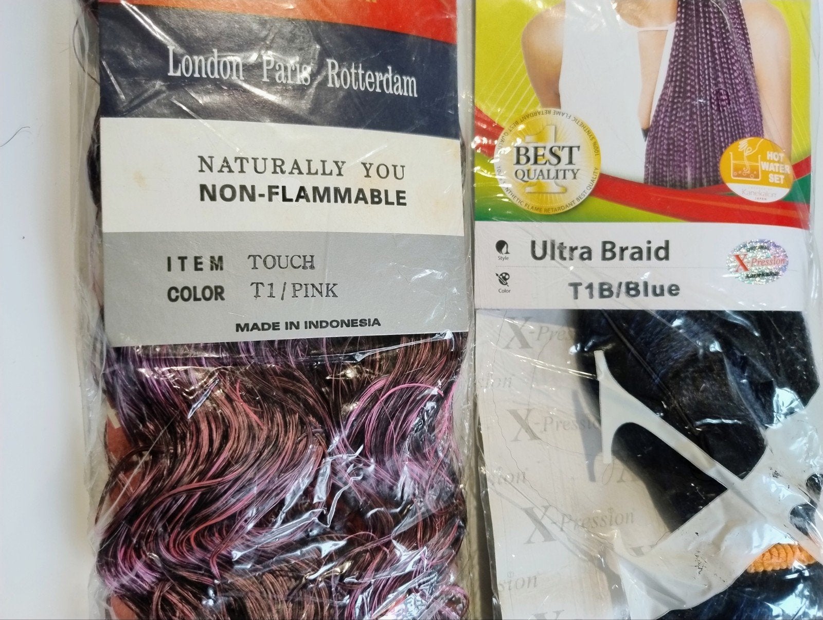 Haarverlenging: Roze Krullen & Blauwe Vlechten, Ophalen of Verzenden, Nieuw, Pruik of Haarverlenging