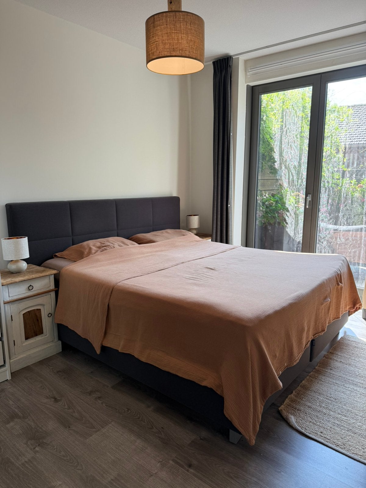 Goede antraciet boxspring 180x200, Huis en Inrichting, Slaapkamer | Boxsprings, Ophalen, Gebruikt, Tweepersoons, 180 cm