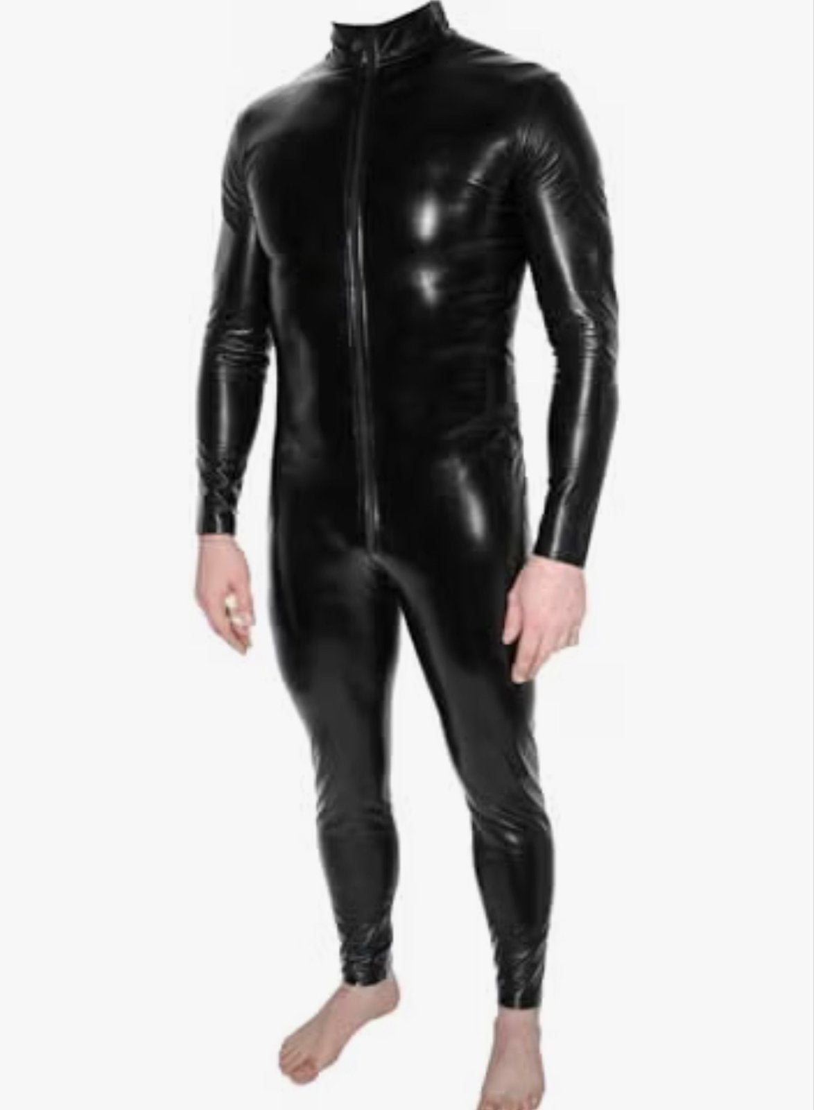 Bodysuit lange mouwen leather look latex PU fullzip XXL, Ophalen of Verzenden, Zo goed als nieuw
