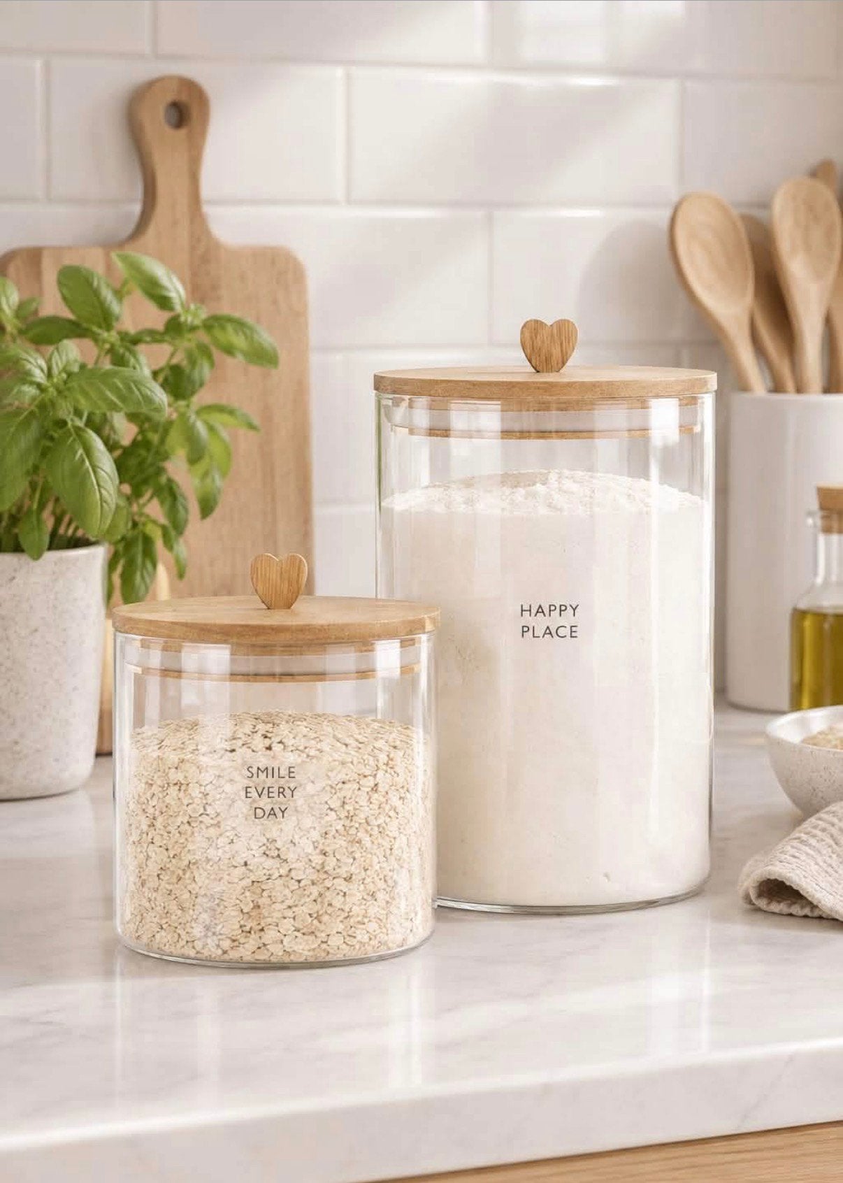 Zusss glazen voorraadpot met houten deksel, -, -, Nieuw, Ophalen of Verzenden