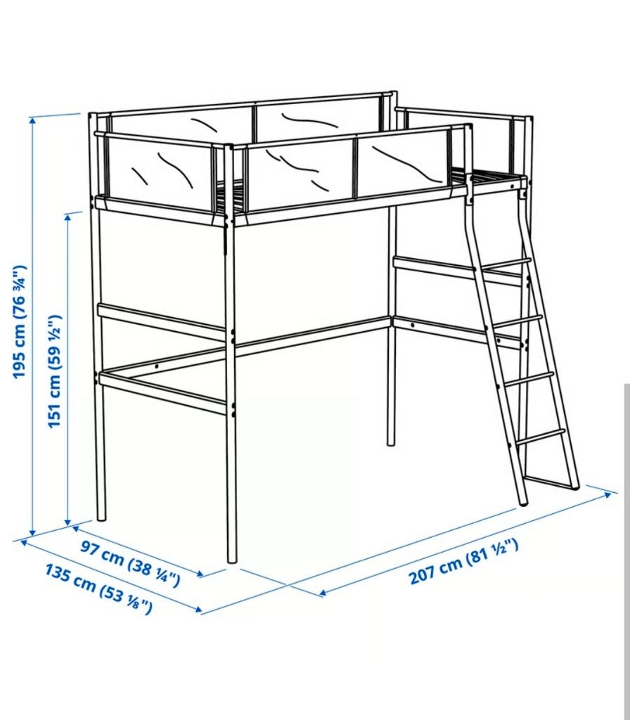 Stappelbed van ikea, Ophalen, 90 cm, Eenpersoons, Wit