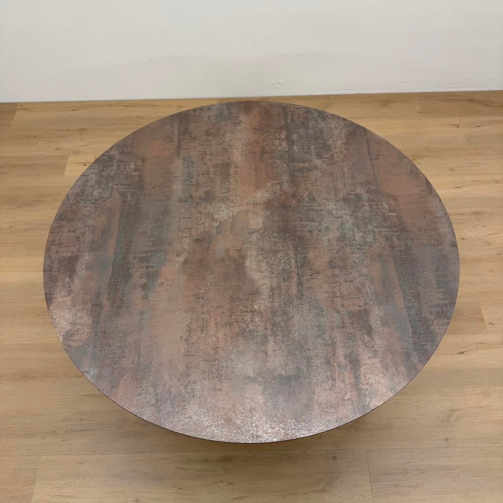 Ronde eettafel HPL Roest 120cm - Direct Leverbaar, Rond, Ophalen of Verzenden, Zo goed als nieuw, Info@betaalbaar-design.nl