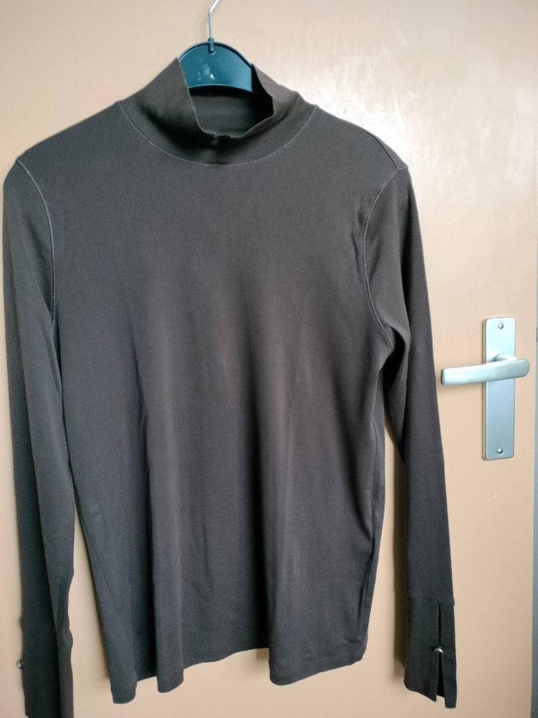 Bruine top Marccain met col N5, Bruin, Maat 42/44 (L), Ophalen of Verzenden, Zo goed als nieuw
