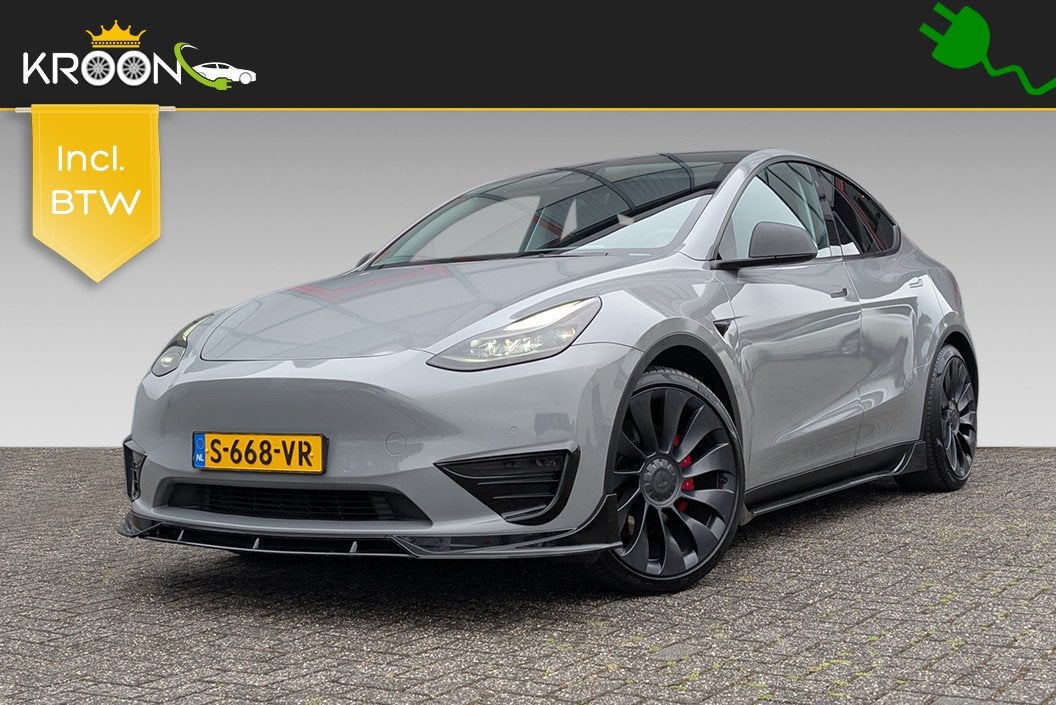 Tesla Model Y Performance AWD 75kWh SOH 94% Bodykit Wrap App, Auto's, Tesla, Automaat, Dealer onderhouden, Gebruikt, Zwart