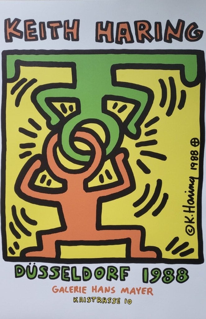 Keith Haring - Dusseldorf - Originele expositie-affiche, Antiek en Kunst, Verzenden