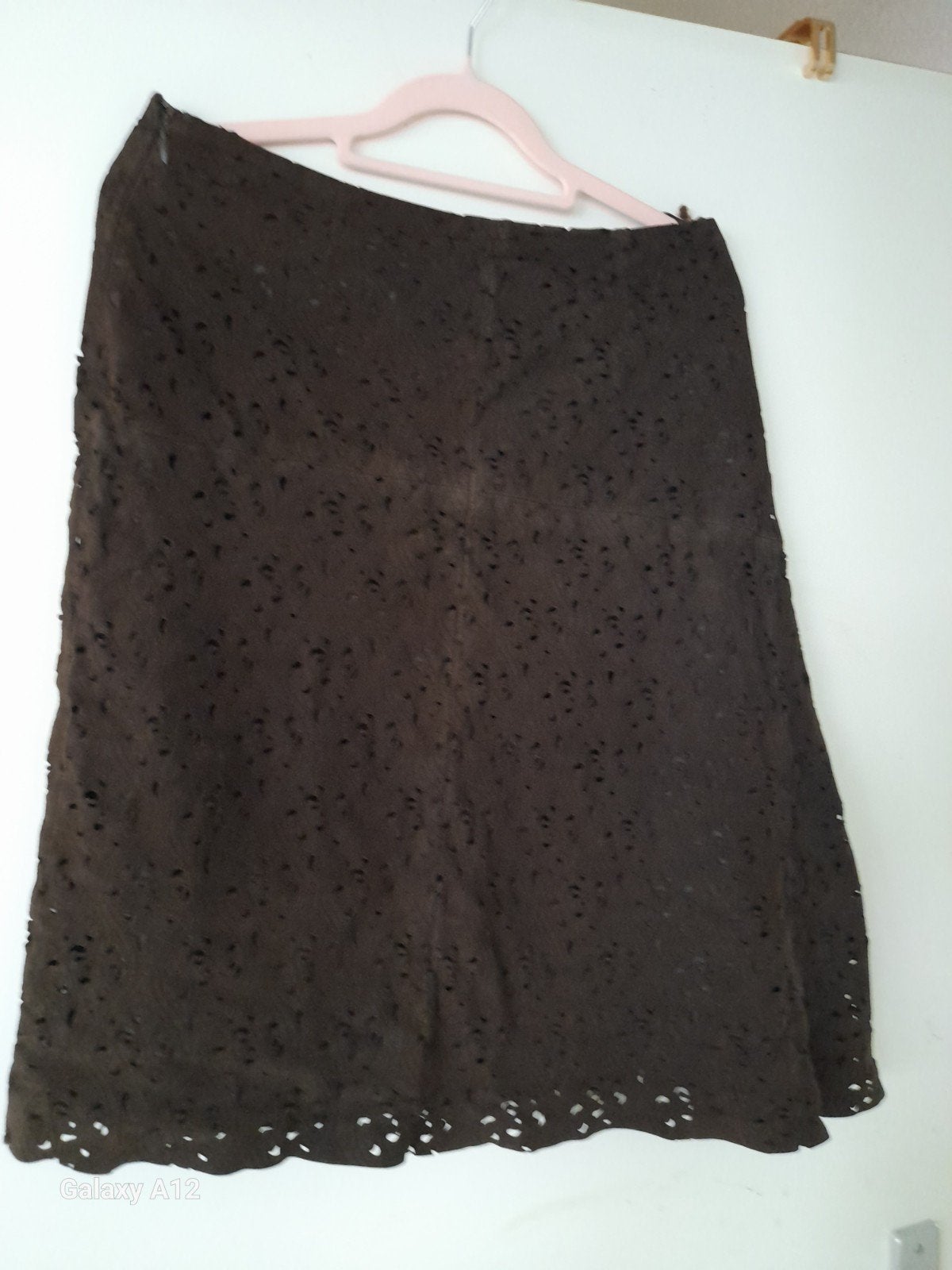 DKNY Leren Rok - Gedragen Staat, Bruin, DKNY, Ophalen of Verzenden, Knielengte