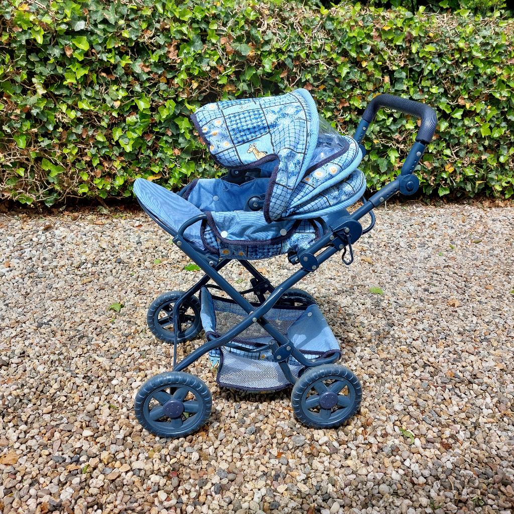 Poppenwagen groot, blauw, Ophalen, Zo goed als nieuw, Overige typen
