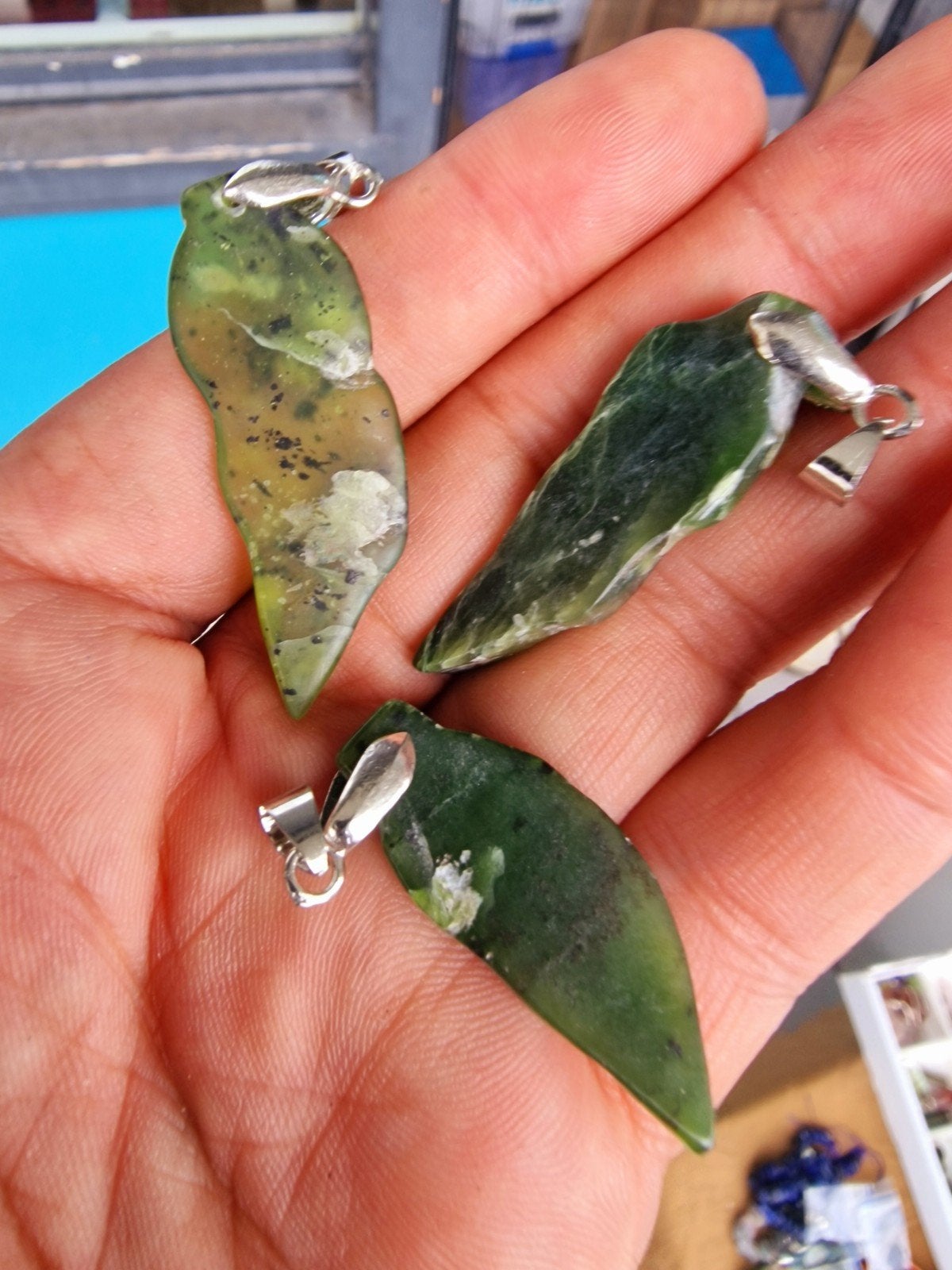 Nephriet Jade Hanger N59 - Natuurlijke Edelsteen Hanger, Overige voorstellingen, Nieuw, Ophalen of Verzenden, Steen of Mineraal