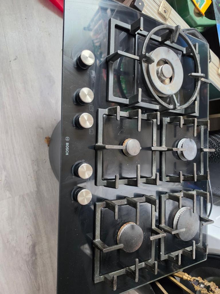 Bosch gas op glas 5 pits., Witgoed en Apparatuur, Kookplaten, Ophalen, Inbouw, Gas, 5 kookzones of meer
