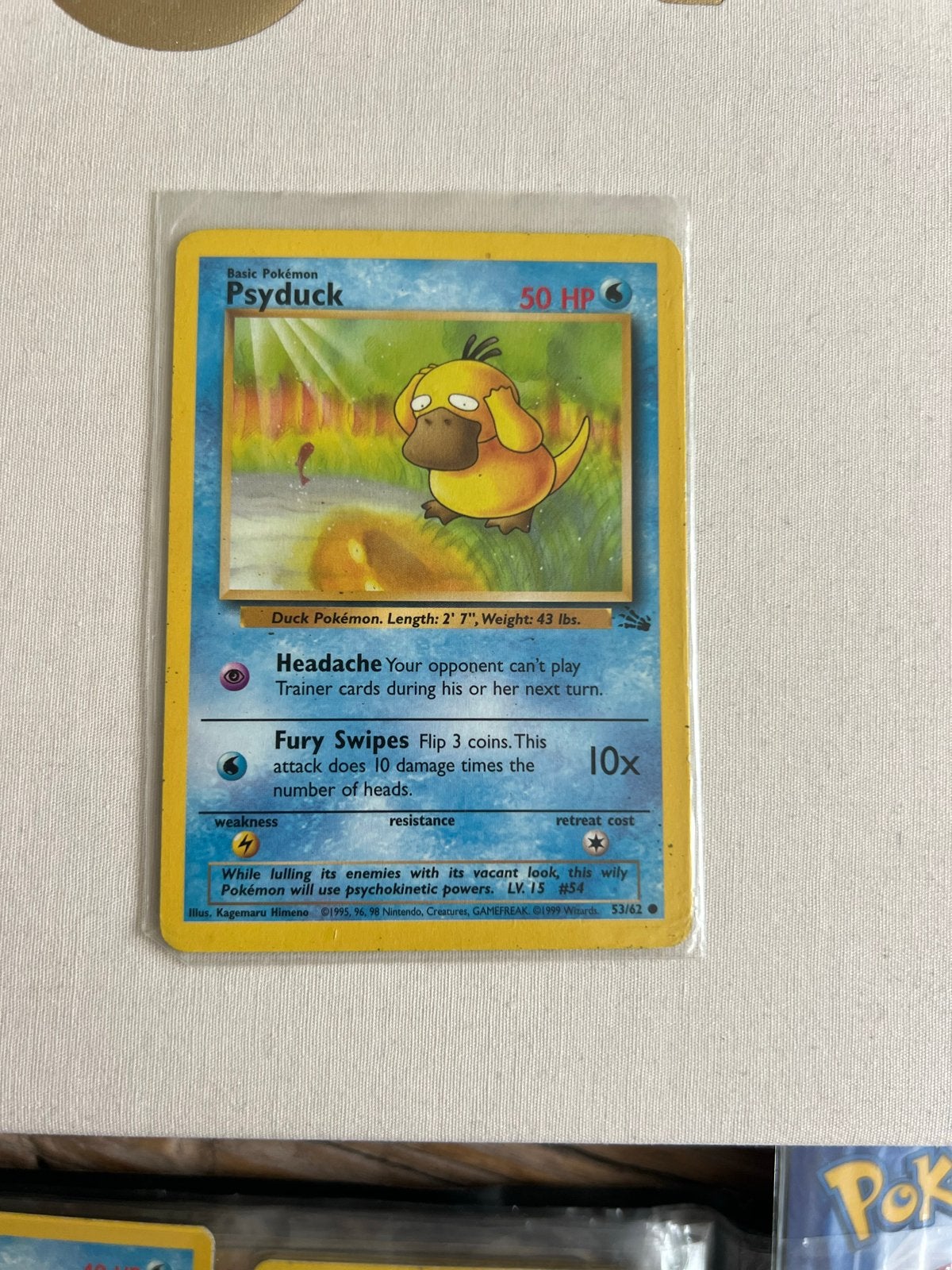 Pokémon Kaart Psyduck 53/62 (1995, 96, 98 Wizards), Ophalen, Gebruikt, Losse kaart