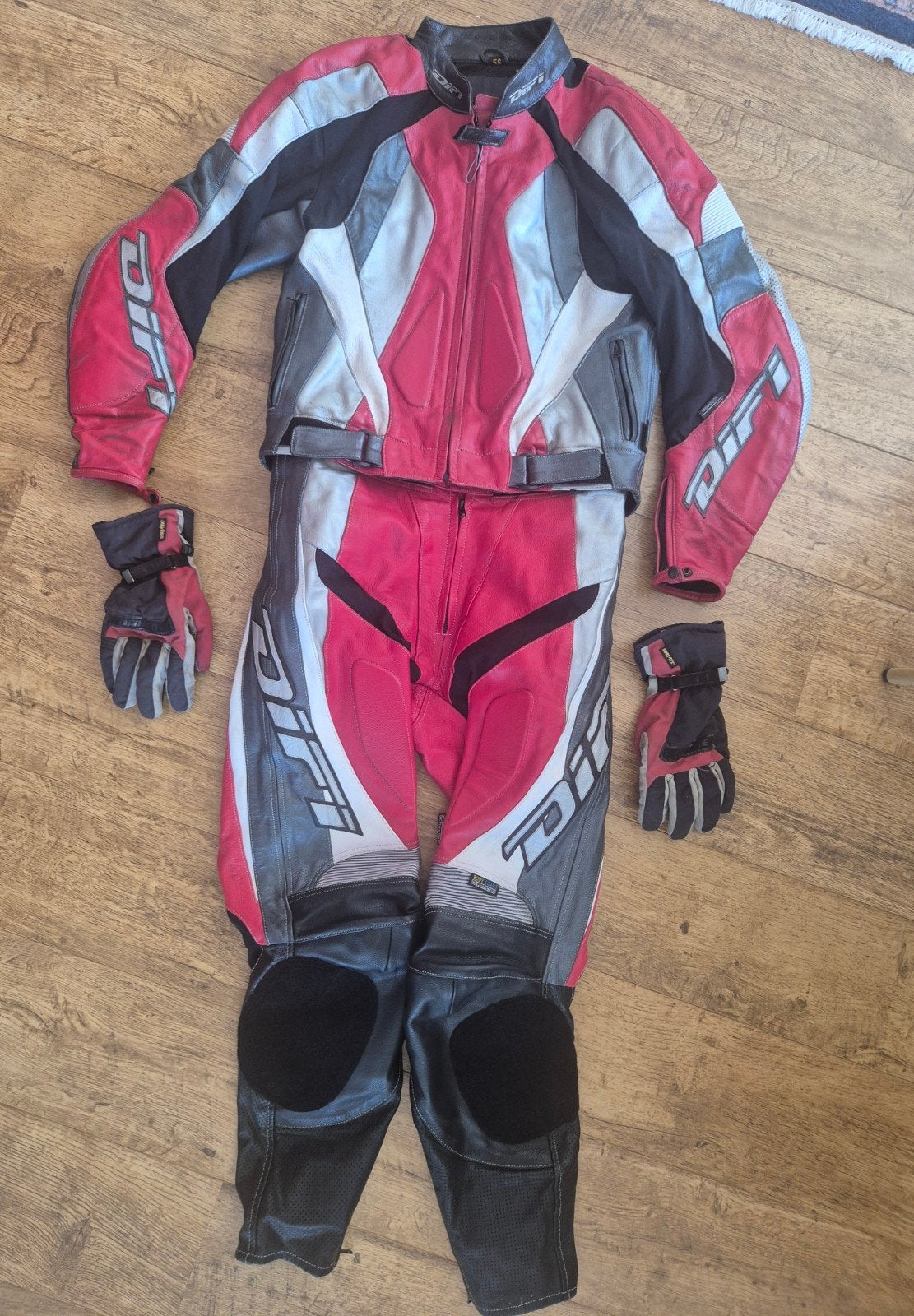 Difi Leren Motorpak Maat 56 - Rood/Zwart/Wit, Difi, Ophalen of Verzenden, Tweedehands, Heren