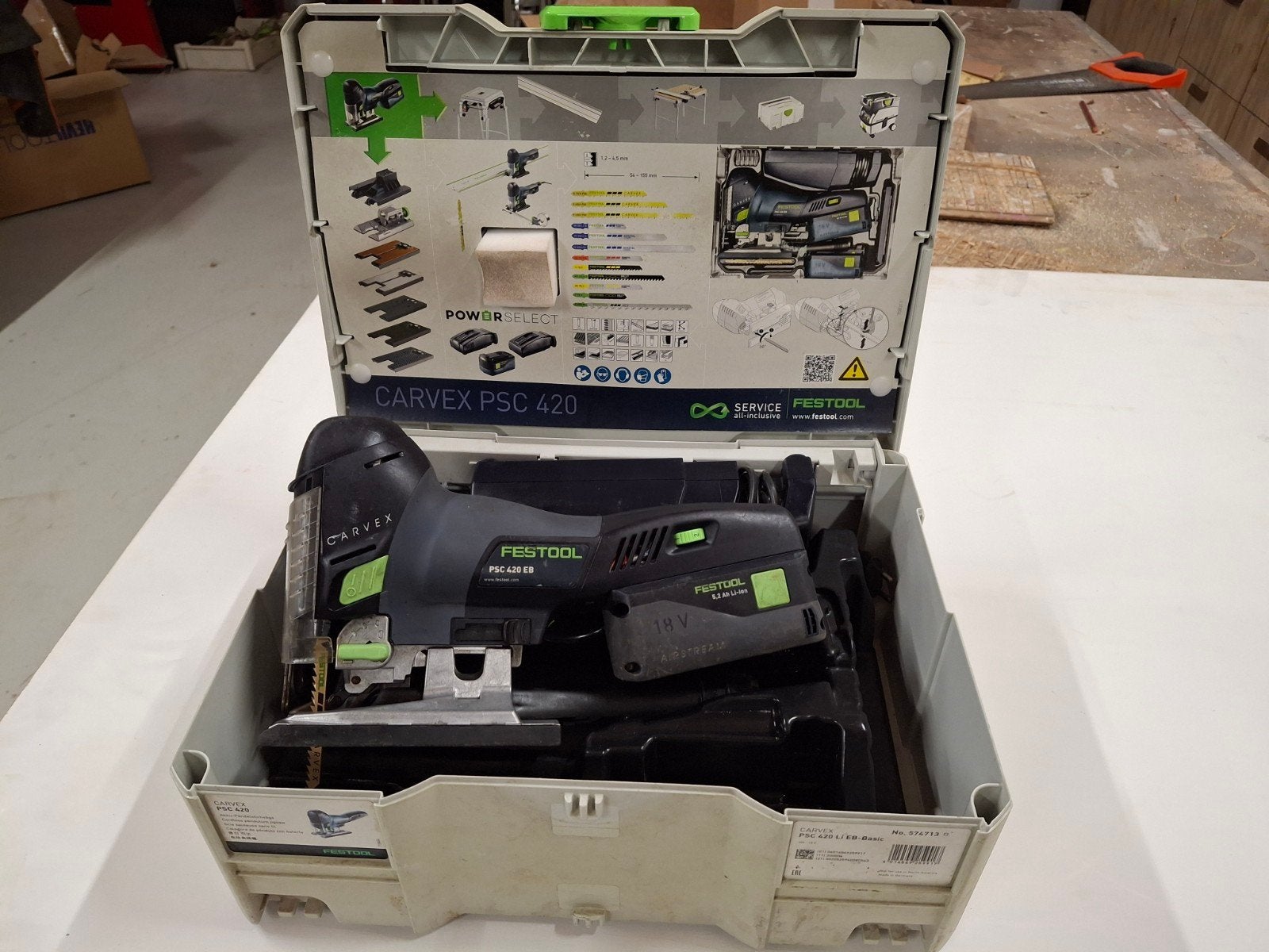Festool Carvex PSC 420 EB Accu Decoupeerzaag, Ophalen of Verzenden, Zo goed als nieuw, 1200 watt of meer, Festool