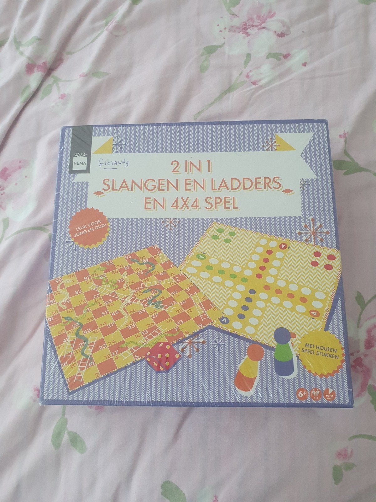 Hema 2-in-1 Slangen en Ladders & 4x4 Spel met houten stukken, Hobby en Vrije tijd, Gezelschapsspellen | Bordspellen, Drie of vier spelers