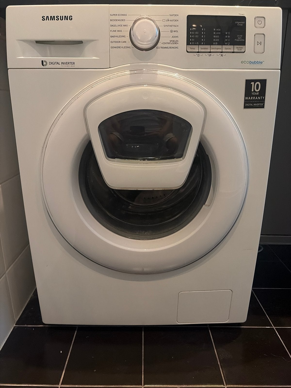 Samsung Addwash EcoBubble Wasmachine, Ophalen, Zo goed als nieuw, Voorlader, Kort programma