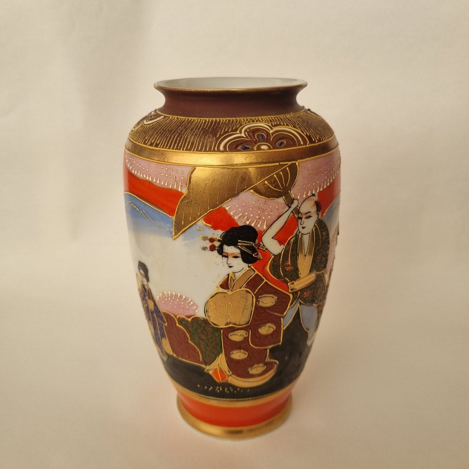Antieke Japanse Satsuma Vaas met Geisha en Samurai, Antiek en Kunst, Ophalen of Verzenden