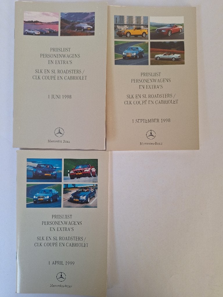 Mercedes prijslijsten SLK SL en CLK roadster en cabriolets, Boeken, Ophalen of Verzenden, Zo goed als nieuw, Mercedes