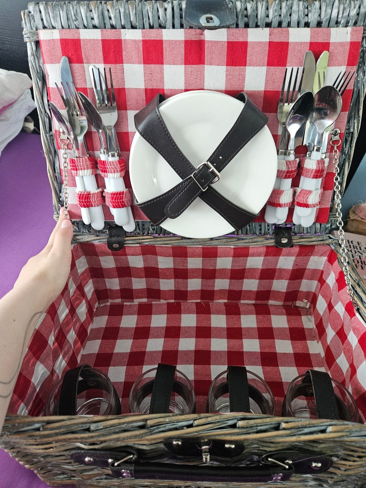 Complete picknickmand met servies en glazen, Ophalen of Verzenden, Zo goed als nieuw, Zonder inhoud