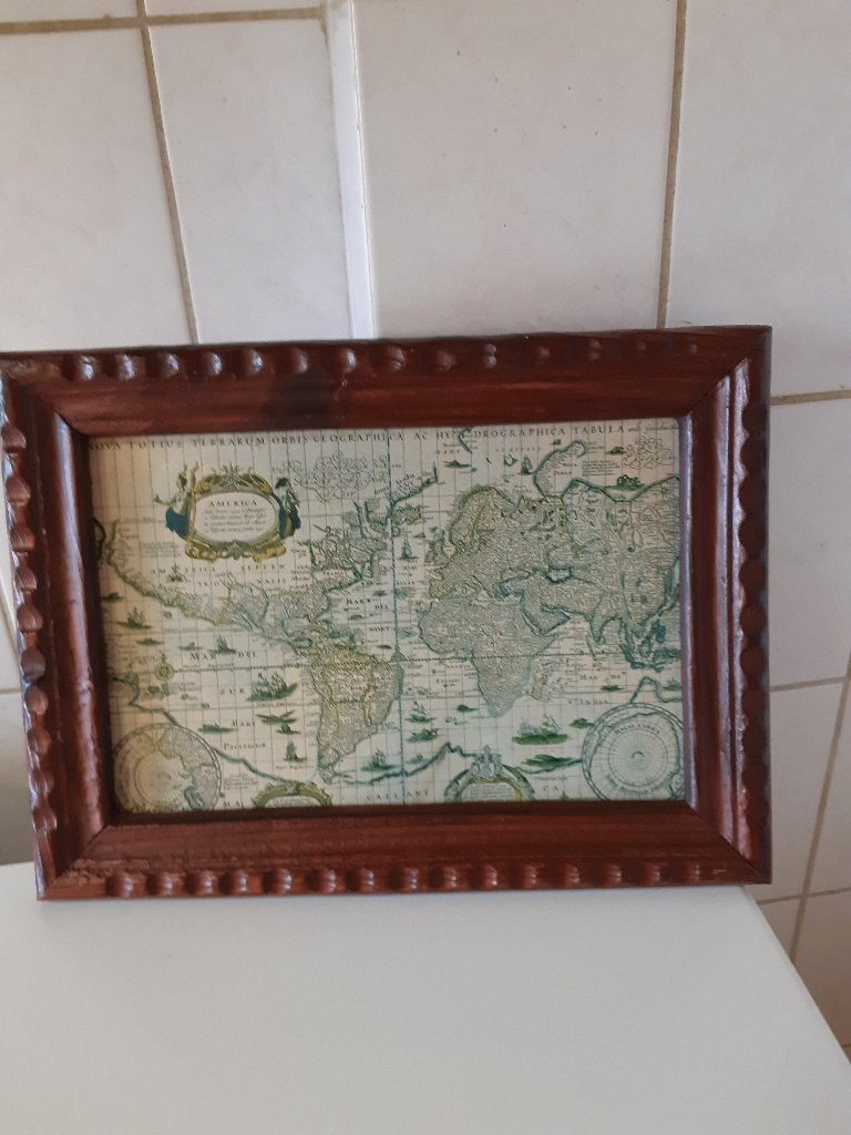 Prachtige decoratieve oude wereldkaart, Ophalen of Verzenden