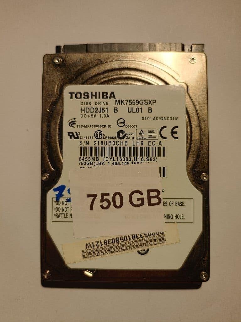 Toshiba 750GB Harde schijf S-ATA, Intern, Toshiba, Info@toshiba.com, Refurbished