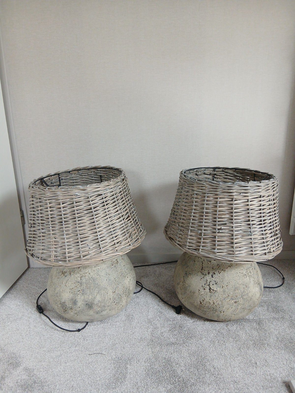 2 Landelijke lampen met rieten kap., Ophalen